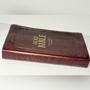 Holy Bible King James Ver KJV Christian Art 2016 LuxLeather Burgundy Thumb Index